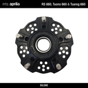 Sprocket Carrier by Dilone (new version, lighter) for Aprilia RS 660 Tuono 660 Tuareg 660 in Ergal Aluminium Billet Black