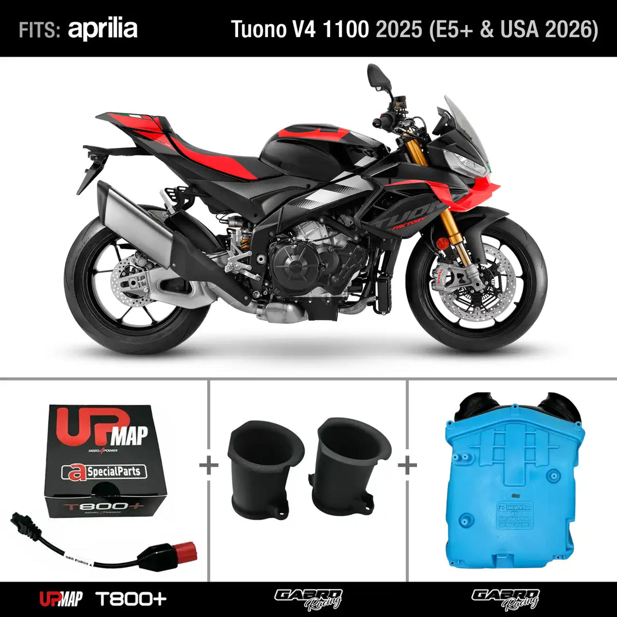 Stage 3 Bundle Aprilia Tuono V4 2025(USA 2026) UpMap + Airbox + Velocity Stacks by GRT