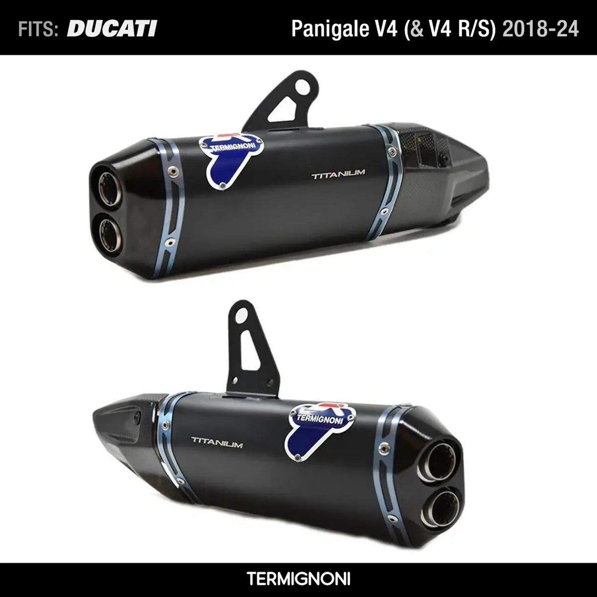Termignoni Silencers in Black for Ducati Panigale V4 (and V4 R/S) 2018-2024 code D18409400INA