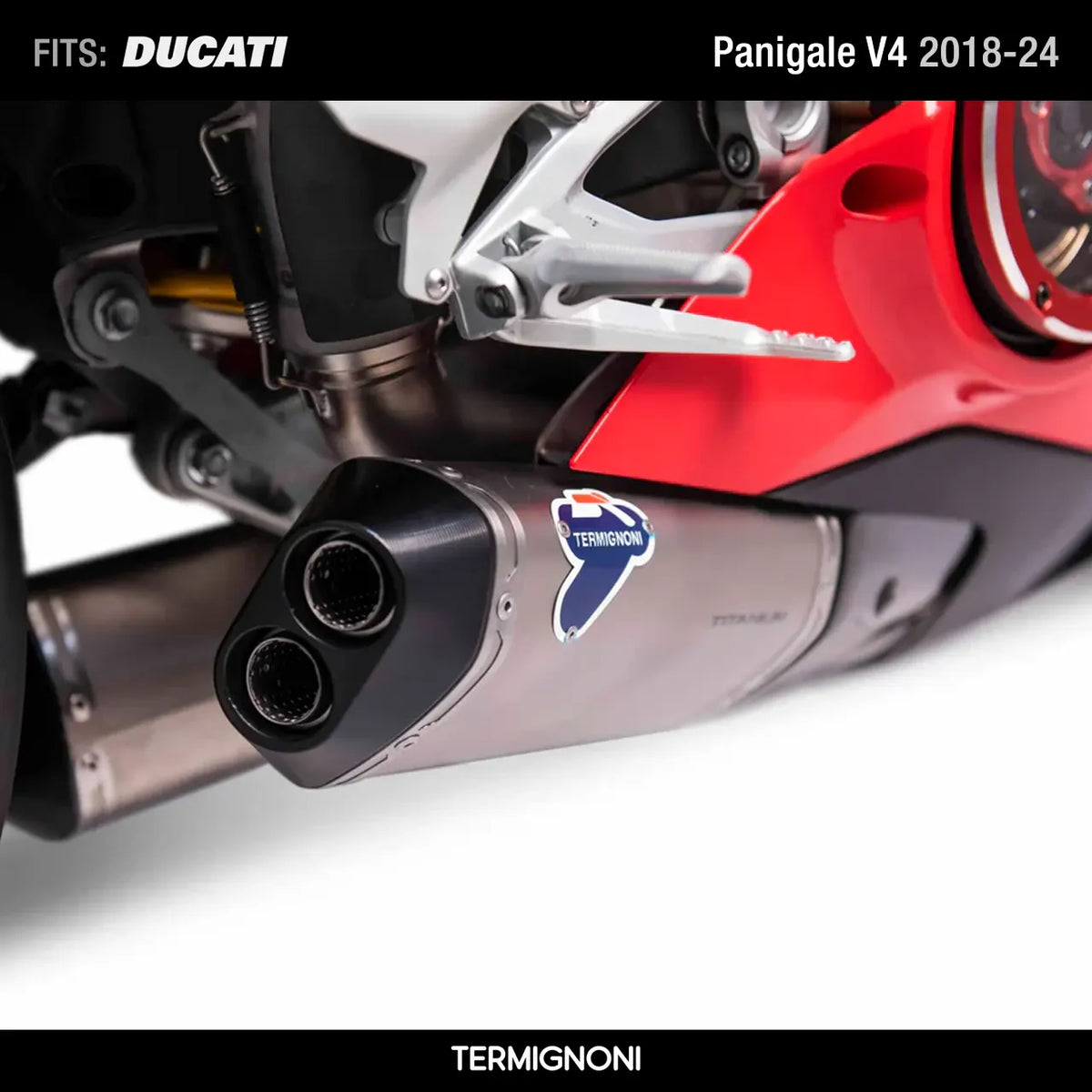 Termignoni Silencers in Titanium for Ducati Panigale V4 (and V4 R/S) 2018-2024 code D18409400ITA
