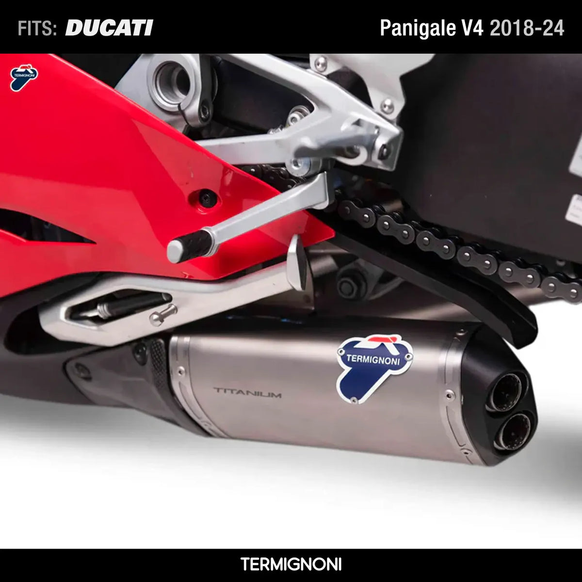 Termignoni Silencers in Titanium for Ducati Panigale V4 (and V4 R/S) 2018-2024 code D18409400ITA