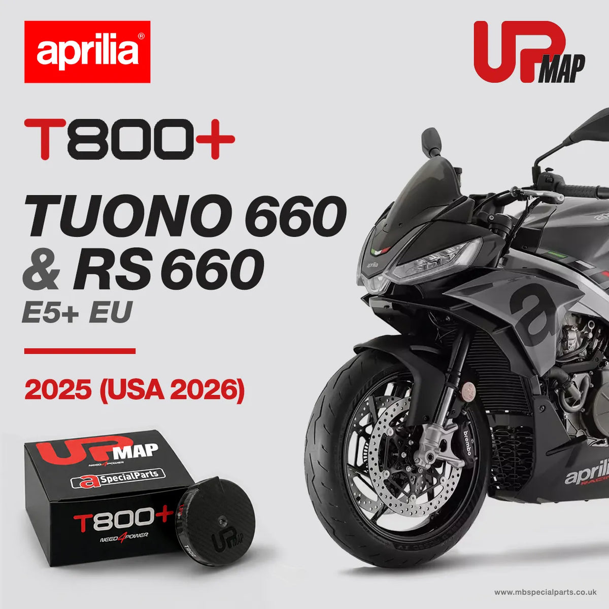 UpMap Aprilia T800+ for RS 660 Tuono 660 E5+ EU 2025 (USA version 2026)