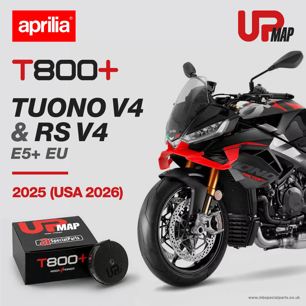 UpMap Aprilia T800+ for RS V4 Tuono V4 E5+ EU 2025 (USA version 2026)