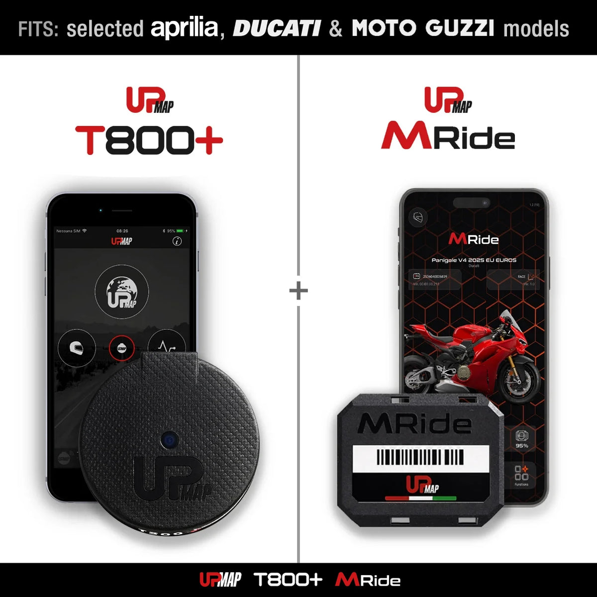 Bundle: UpMap M-RIDE & T800+ (Selected Aprilia, Ducati & Moto Guzzi Models)