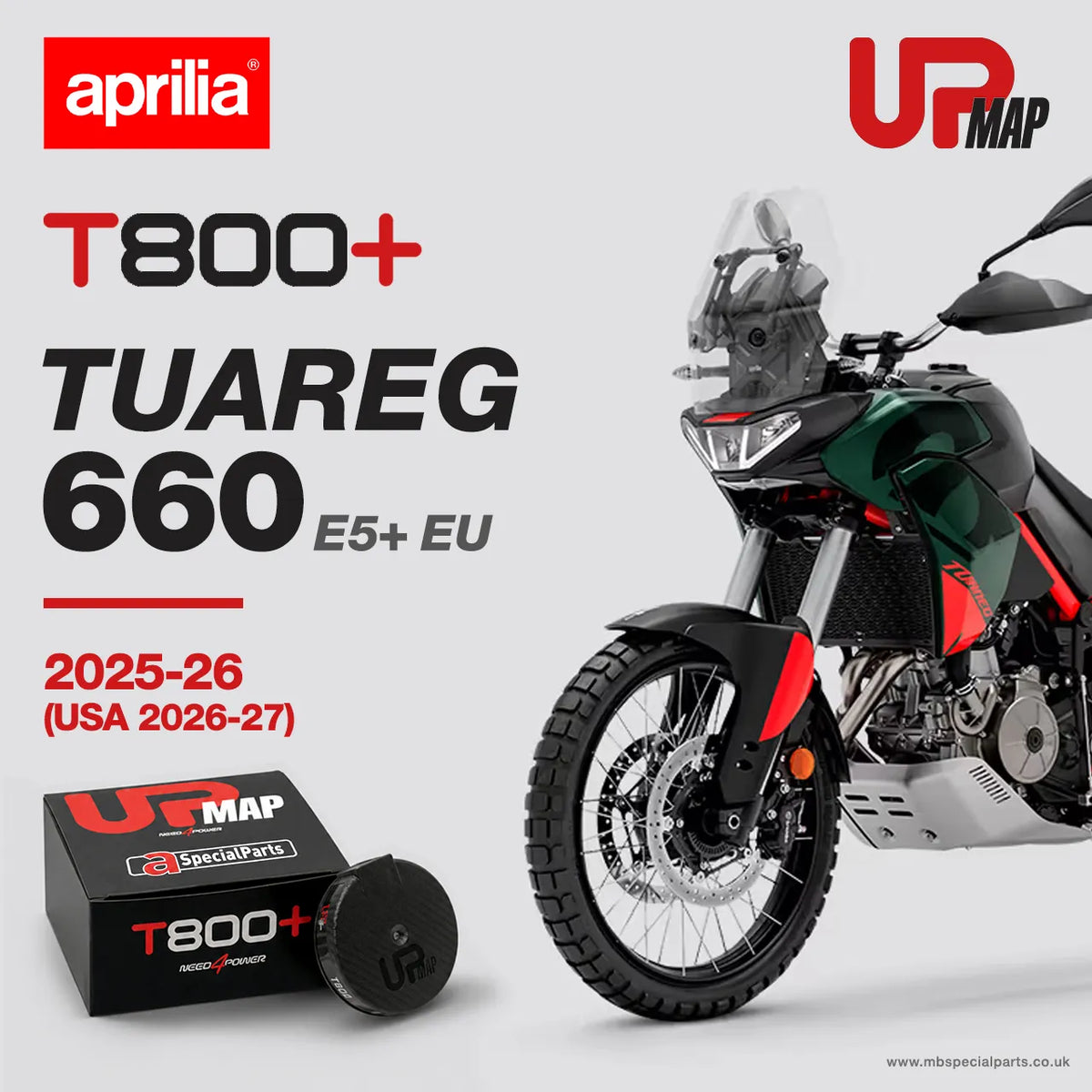 UpMap Aprilia T800+ for Tuareg 660 E5+ 2025-2026 (USA 2026-2027)