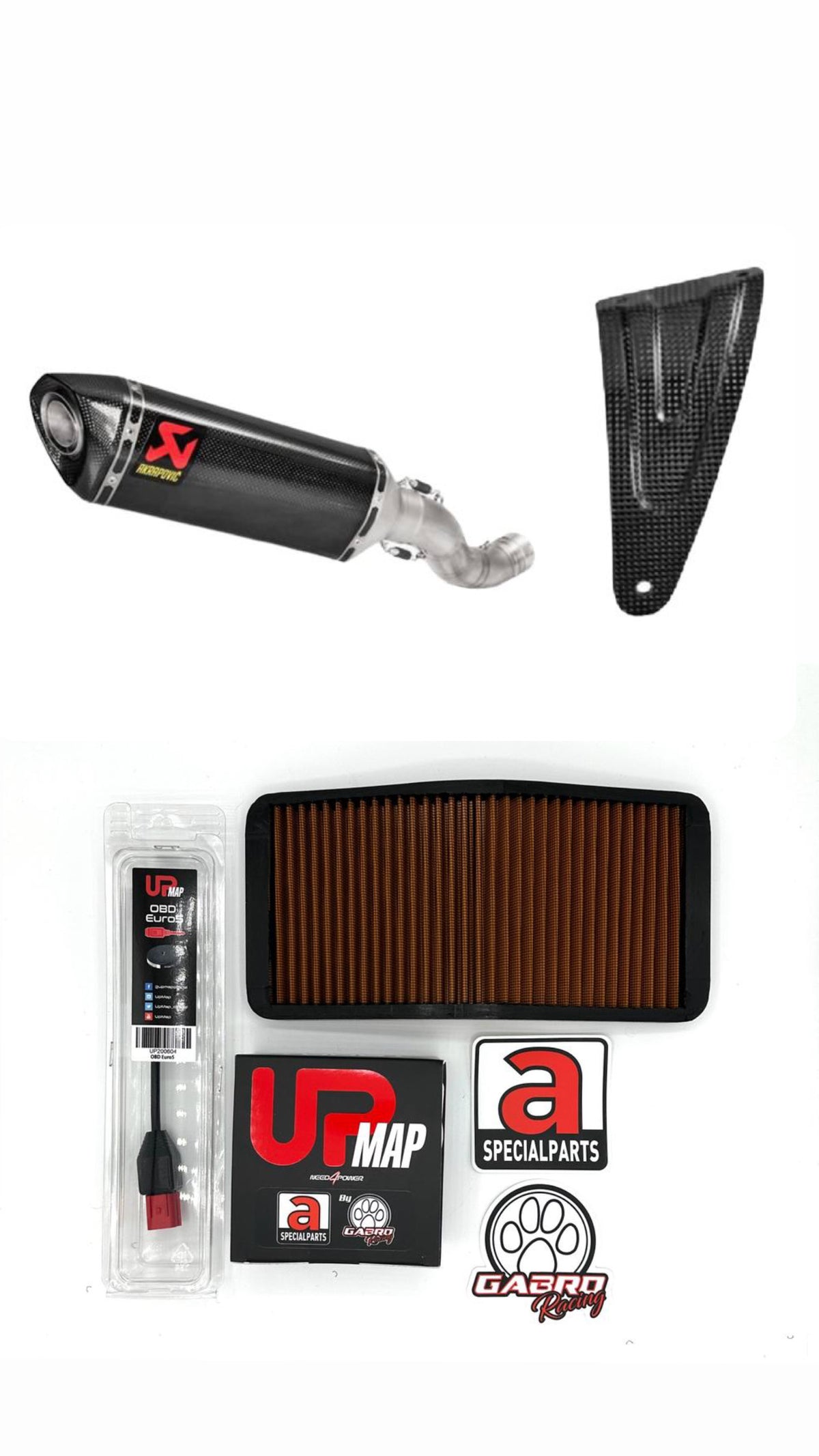 Bundle: Akrapovic Slip-On for Aprilia RS V4 Tuono V4 + Carbon Bracket RS V4 Tuono V4 + UpMap RS V4 Tuono V4 2021 onwards + Sprint Filter PM147S
